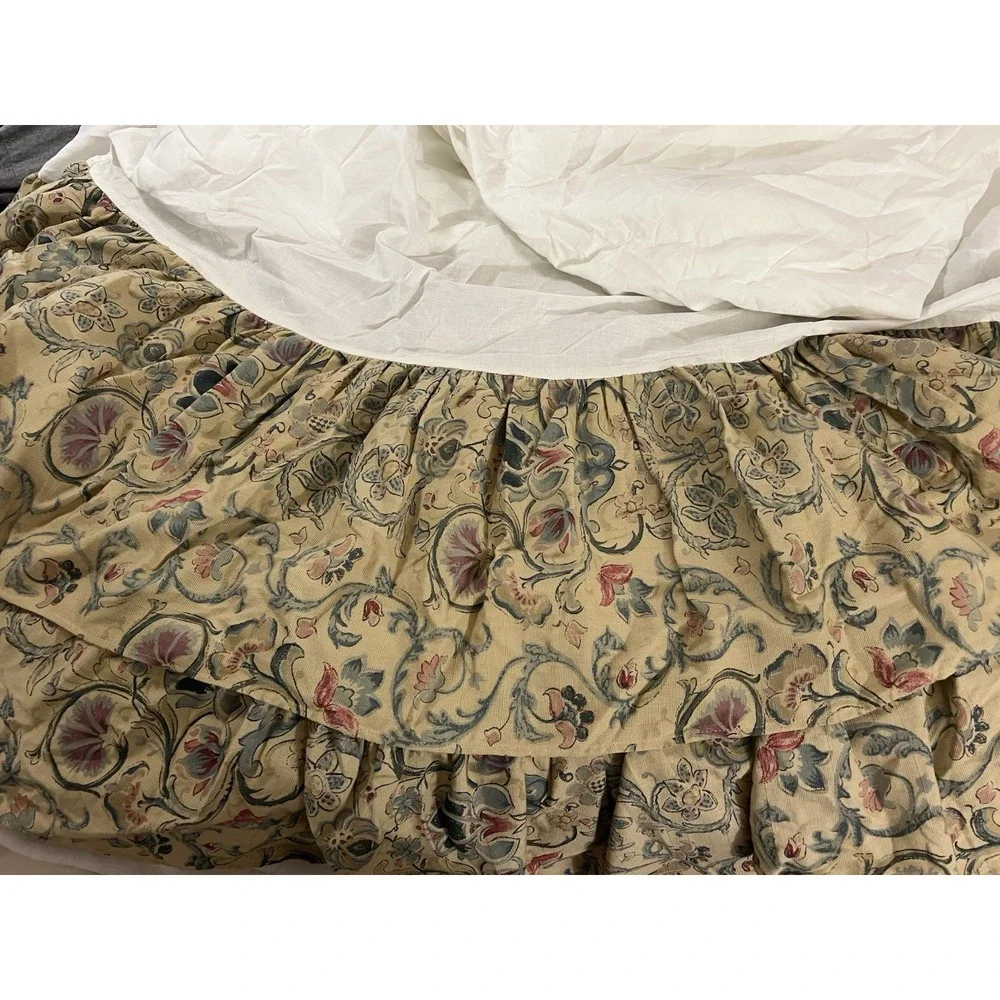VTG Ralph Lauren Provence Floral Ruffled California King‎ Bed Skirt Linen Blend
